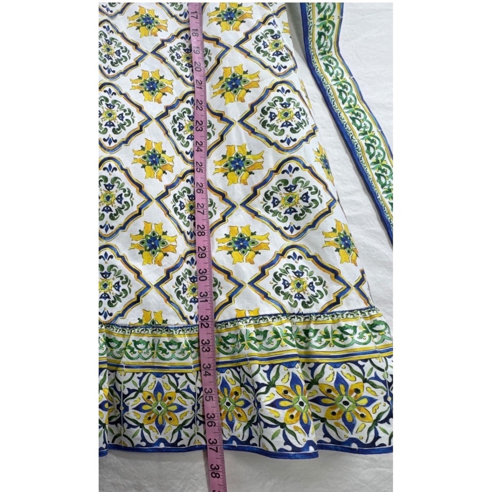 Antonio Melani Dress Womens 12 White Tile Print Strapless Midi Sun Dress Cotton - Picture 5 of 14